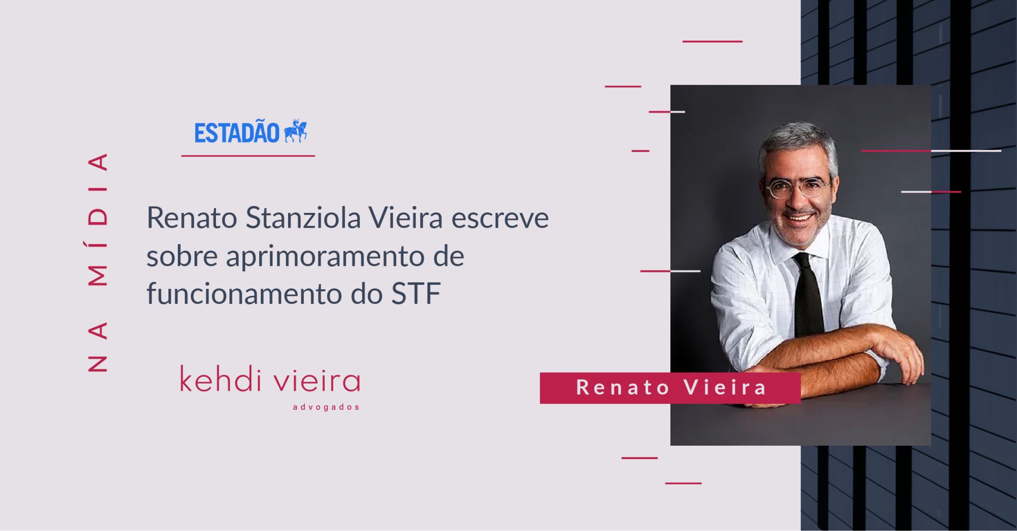 Foto O sócio Renato Stanziola Vieira publicou artigo no ESTADÃO a propósito de uma sugestão de aprimoramento do funcionamento da Suprema Corte. Renato aproveitou o tom do discurso de abertura do ano judiciário de 2026 do Min. Edson Fachin para, fazendo coro à necessidade de implemento de Código de Ética em debate na sociedade brasileira, sugerir reformulação da competência penal originária do Tribunal. Clique e confira a íntegra do artigo