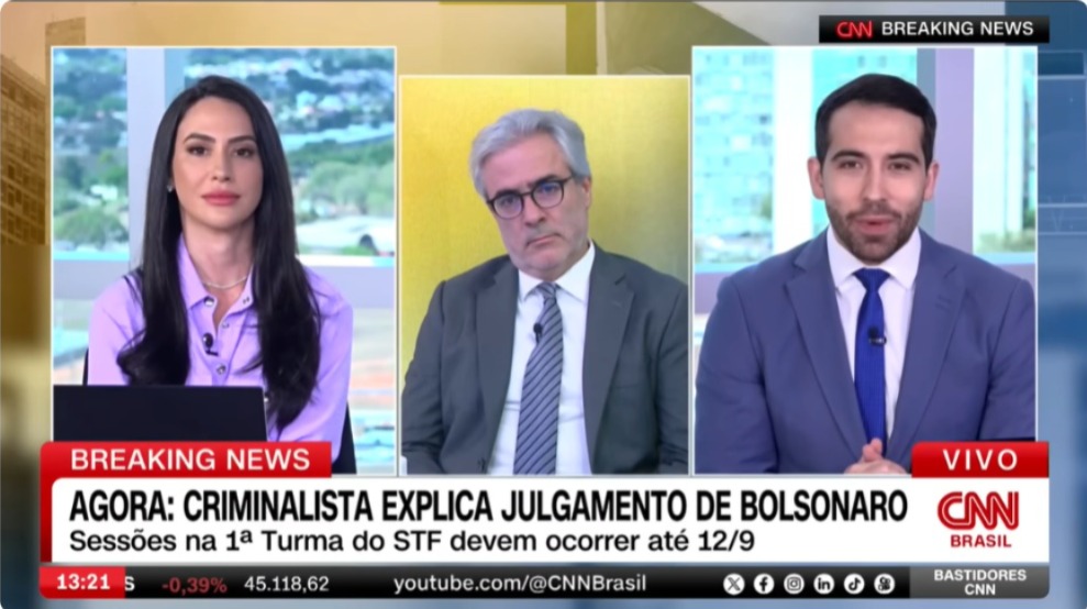 Foto Renato Stanziola Vieira foi entrevistado na CNN Brasil, também para comentar a ação penal sobre a tentativa de golpe de Estado.  Além de analisar as sustentações feitas nos dois dias de julgamento, Renato tratou de aspectos controversos da colaboração premiada de Mauro Cid.  Segundo ele, “há um bom fundamento nas suspeições que as defesas têm trazido, seja na valoração da delação em si, seja particularmente, na conduta a partir do dia 19 de novembro por parte do ministro relator”.  Clique e confira a íntegra da entrevista.